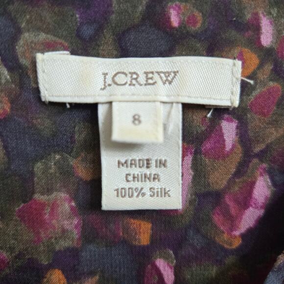 J.Crew Women Whimsigoth Romantic 2010s Sheer Silk Floral Ruffle Button-Up Top 8 - Picture 8 of 11